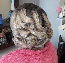 Harrogate Salon | Brunette with platinum blonde curls | A Cut Above The Rest Harrogate Salon | Brunette with platinum blonde curls | A Cut Above The Rest