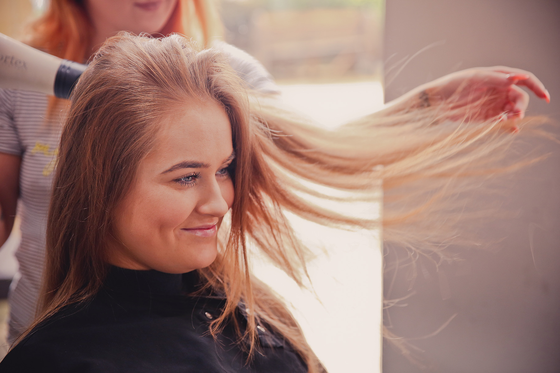 Hairdresser Knaresborough Harrogate | Happy customer getting her hair dried | A Cut Above The Rest Hairdresser Knaresborough Harrogate | Happy customer getting her hair dried | A Cut Above The Rest